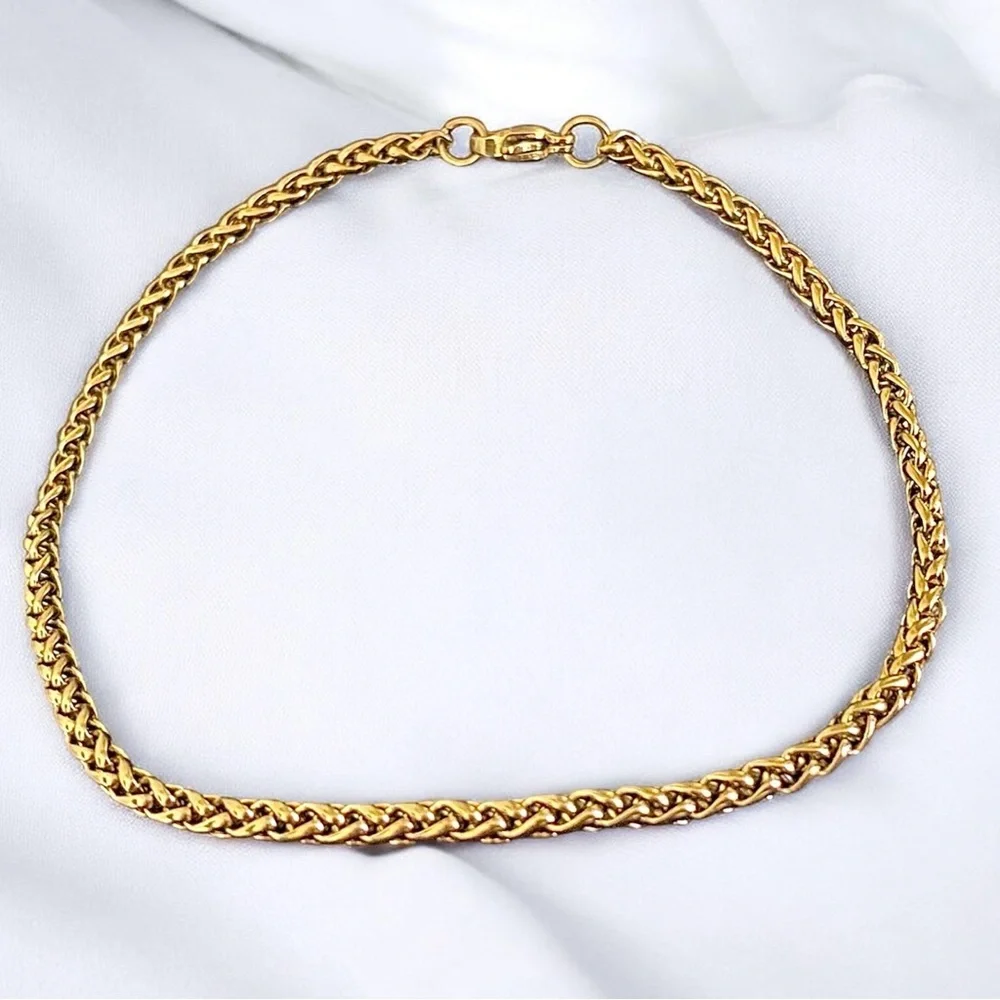 Wheat Chain 18k Gold Plated 8.3 inch long and 4mm width bracelet - Final Price!